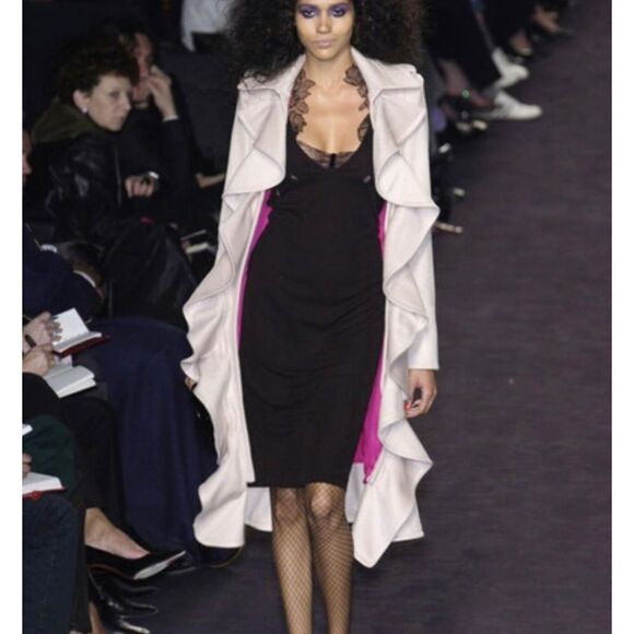 YVES SAINT LAURENT RIVE GAUCHE Vintage 2003 Ruffle Coat Size XS - Picture 1 of 14
